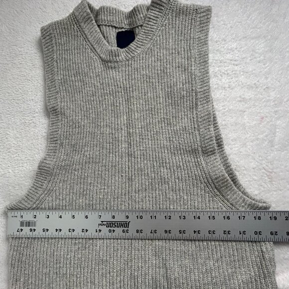 Ichi Womens Ribbed Sleeveless Knit Sweater Vest Wool Blend Grey Pullover Casual - Picture 7 of 8